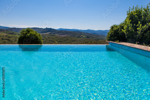 swimming pool with natural landscape view
