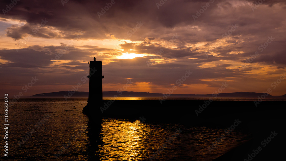 Lighthouse at the sunset