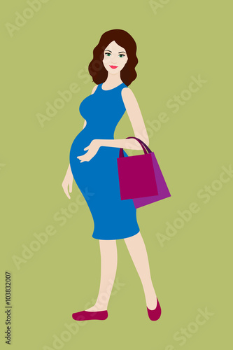 Pregnant woman with shopping bags