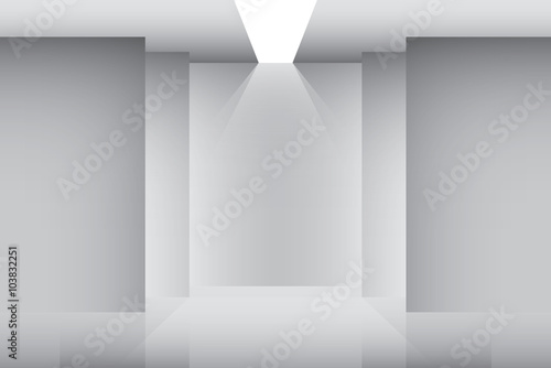 Empty catwalk, fashion runway illuminated vector
