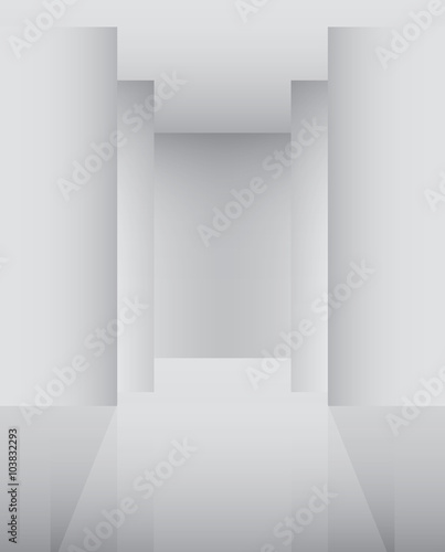 Empty catwalk, fashion runway illuminated vector