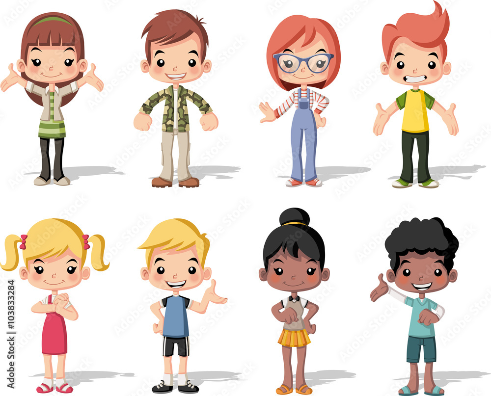 Group of happy cartoon children. Cute kids.
Group of happy cartoon children. Cute kids.