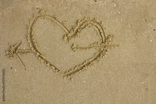 Sand background that have heart picture