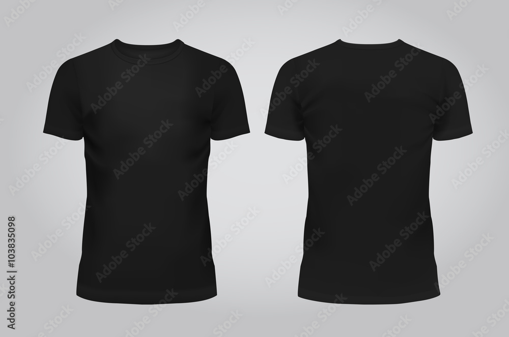Vector illustration of design template black men T-shirt, front and ...