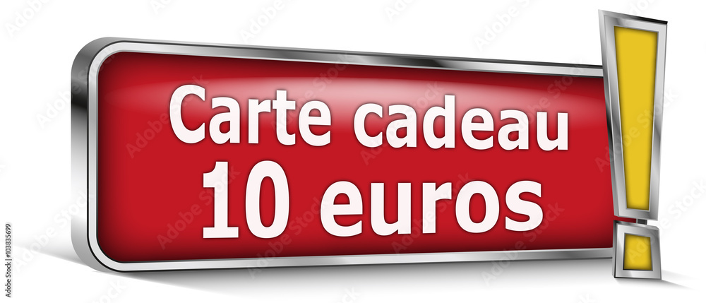 Carte cadeau 10 euros sur panneau rouge Stock Vector