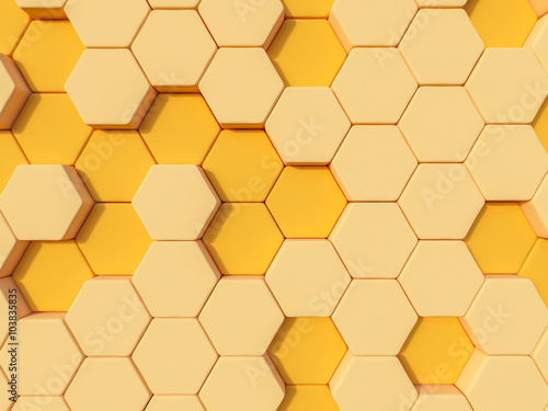 Honeyomb yellow orange abstract 3d hexagon background