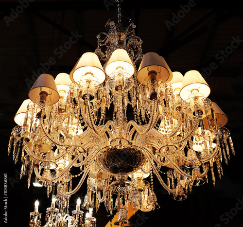Photography Beautiful chandelier on the ceiling