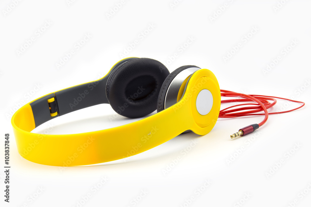 Naklejka premium Yellow headphones