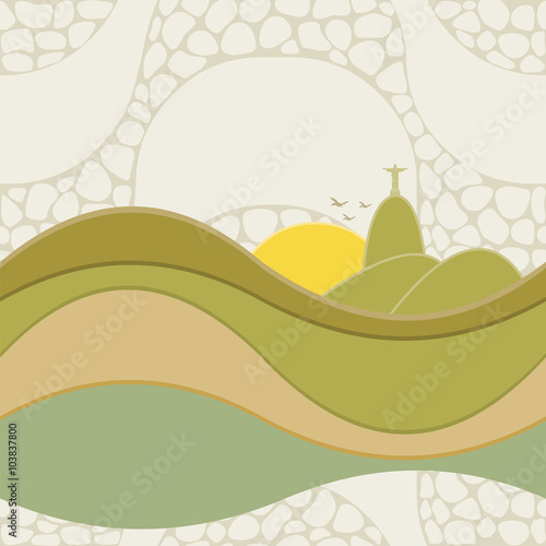 Seamless pattern of Rio de Janeiro, Brazil. Copacabana beach sidewalk mosaic.
