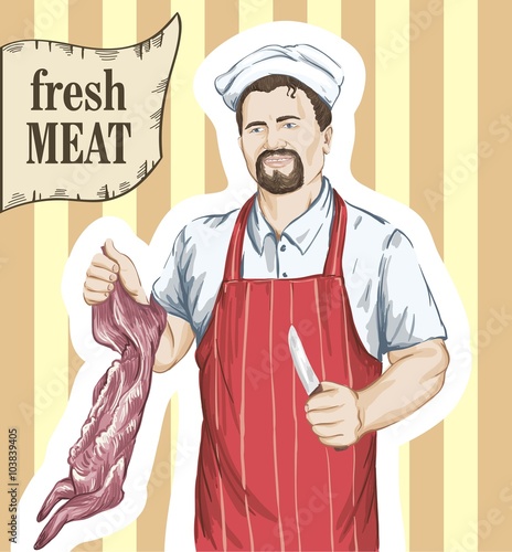 butcher cut up carcass of the rabbit