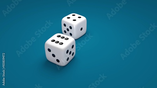 2 rolling dice on a blue background