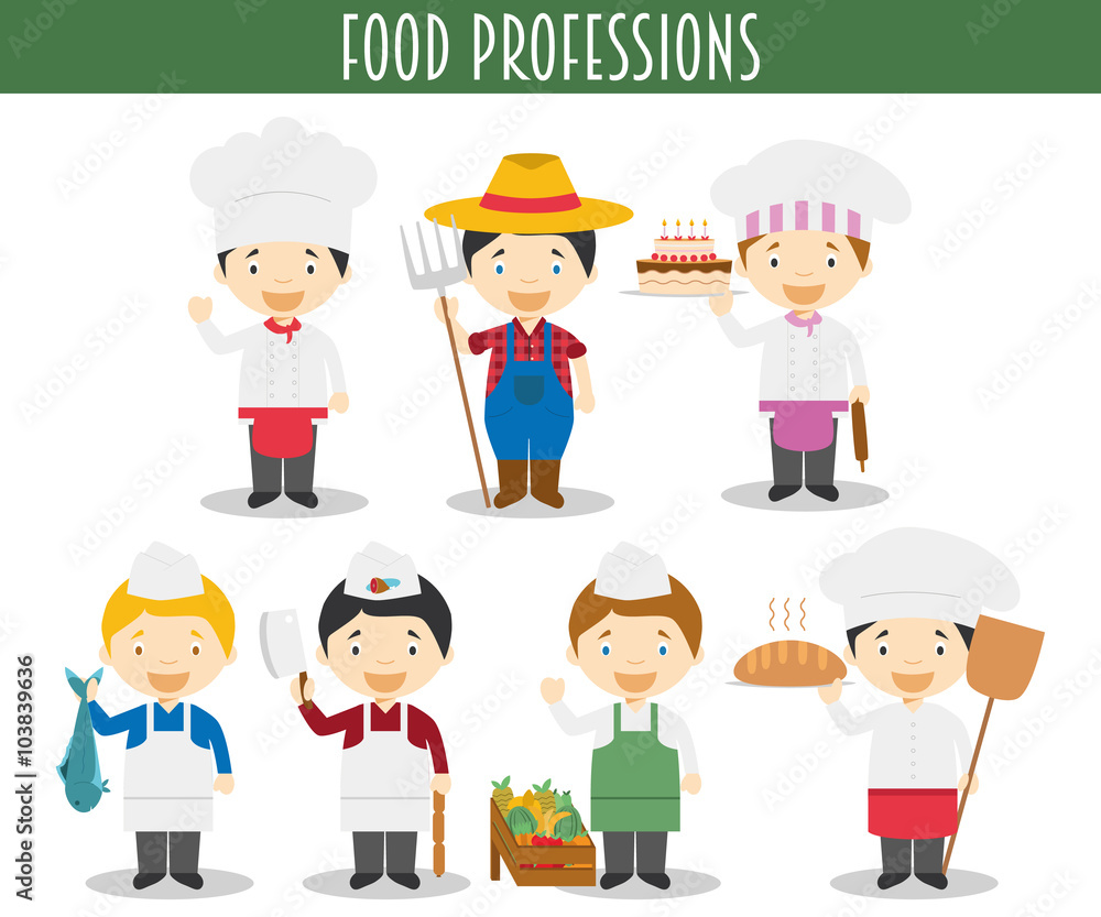 Vector Set of Food Industry Professions in cartoon style Vector Set of Food Industry Professions in cartoon style