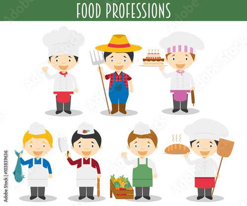 Vector Set of Food Industry Professions in cartoon style