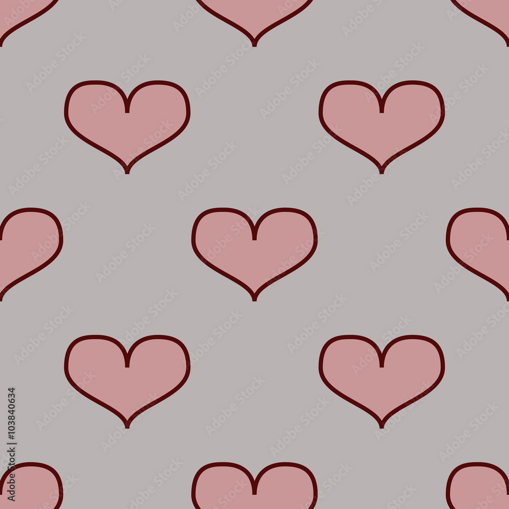 seamless pattern with hearts on a black background.