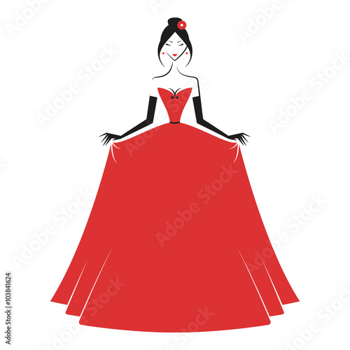 woman in the ball gown red