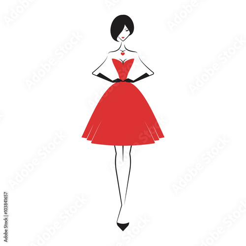 woman in the ball gown red