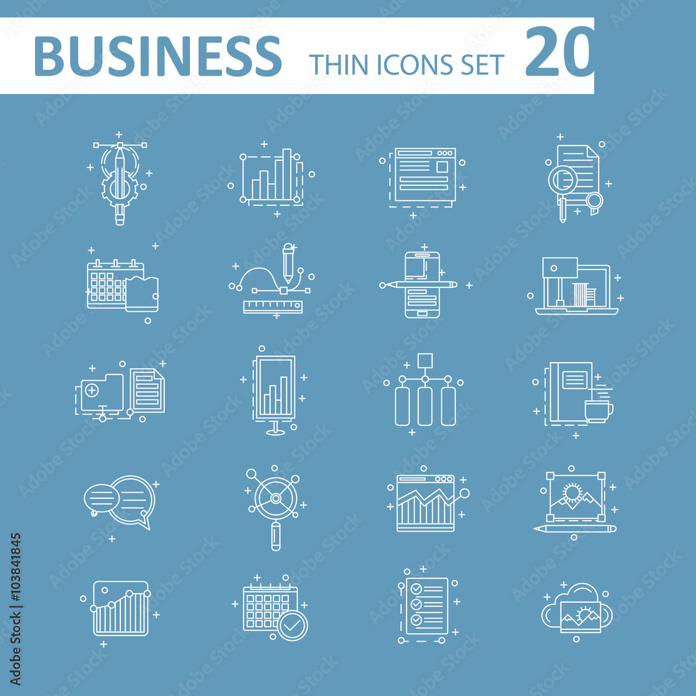 Modern thin line icons set for business