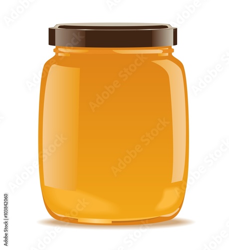 Glass jar with honey