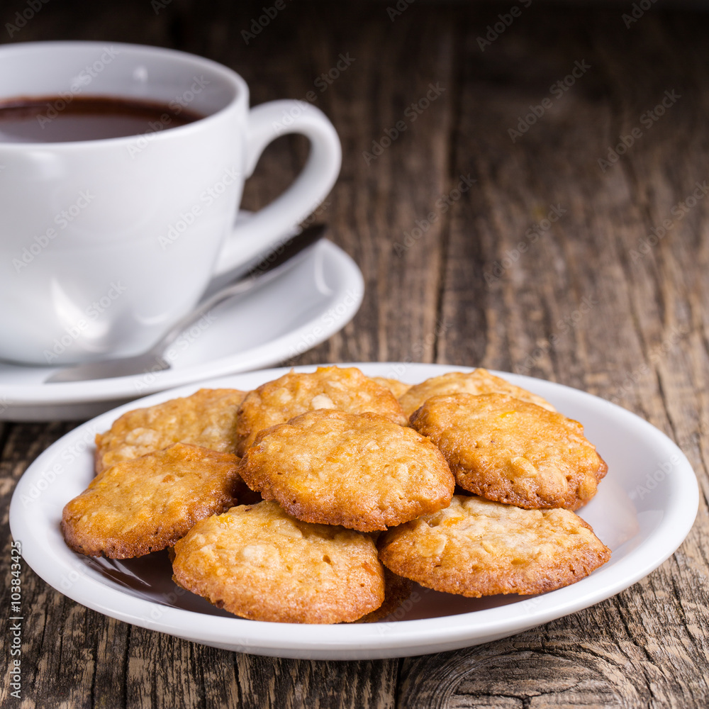 Homemade oat cookies for tasty breakfast. Homemade oat cookies for tasty breakfast.