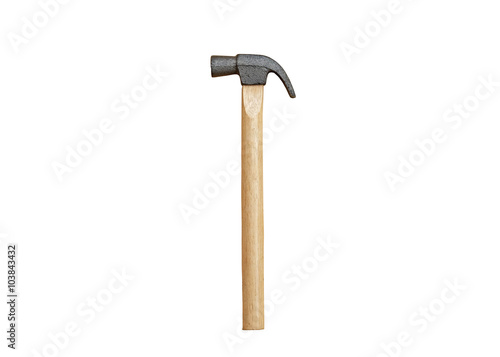 metal hammer with wood handle (side view and vertical,isolated m