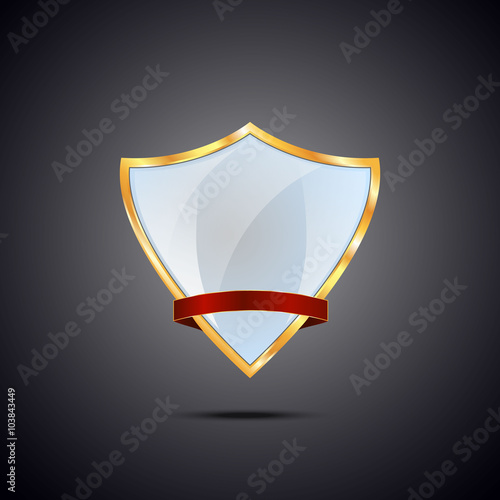 Free Download Metallic light blue golden shield  - GFXLoad