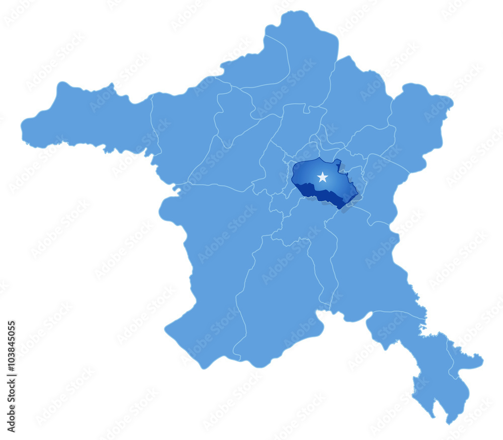 Obraz premium Map of Ankara - Cankaya is pulled out