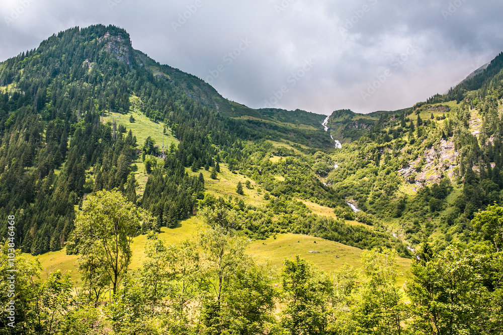 View from a bird's eye of Grossglockner High Alpine Road. Austria, Alps, Europe