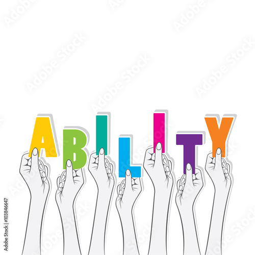ability text banner hold in hand design vector