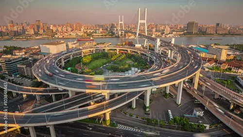 Wallpaper Mural shanghai sunset traffic road junction bay roof top panorama 4k time lapse china
 Torontodigital.ca