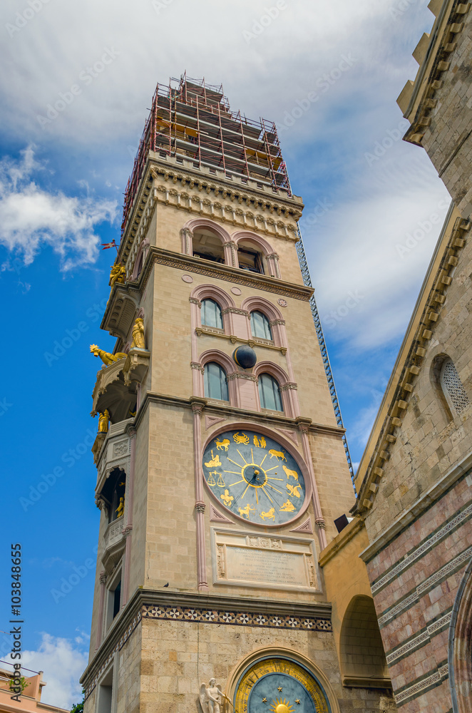 Bell Tower,Astronomical clock in the Messina Cathedral.