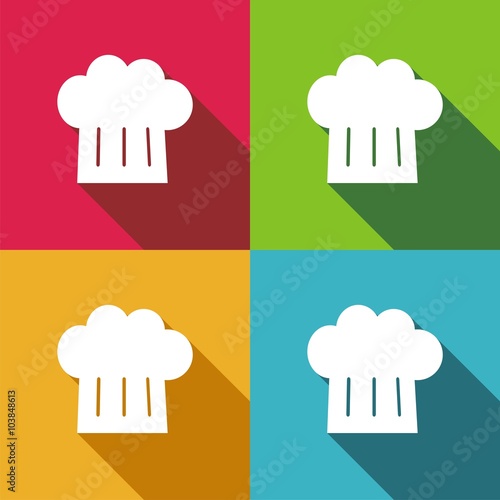 Icono de gorro de cocinero sobre fondos de colores. Ilustración vectorial