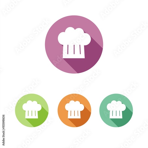 Icono de gorro de cocinero sobre fondos de colores. Ilustración vectorial