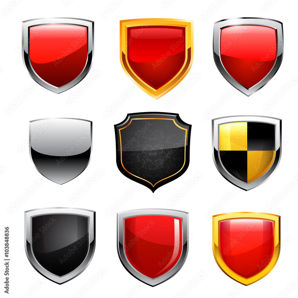 Vector shield set. Vector shield set.