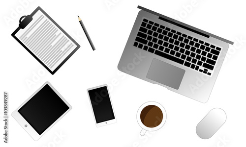 Overhead of office table