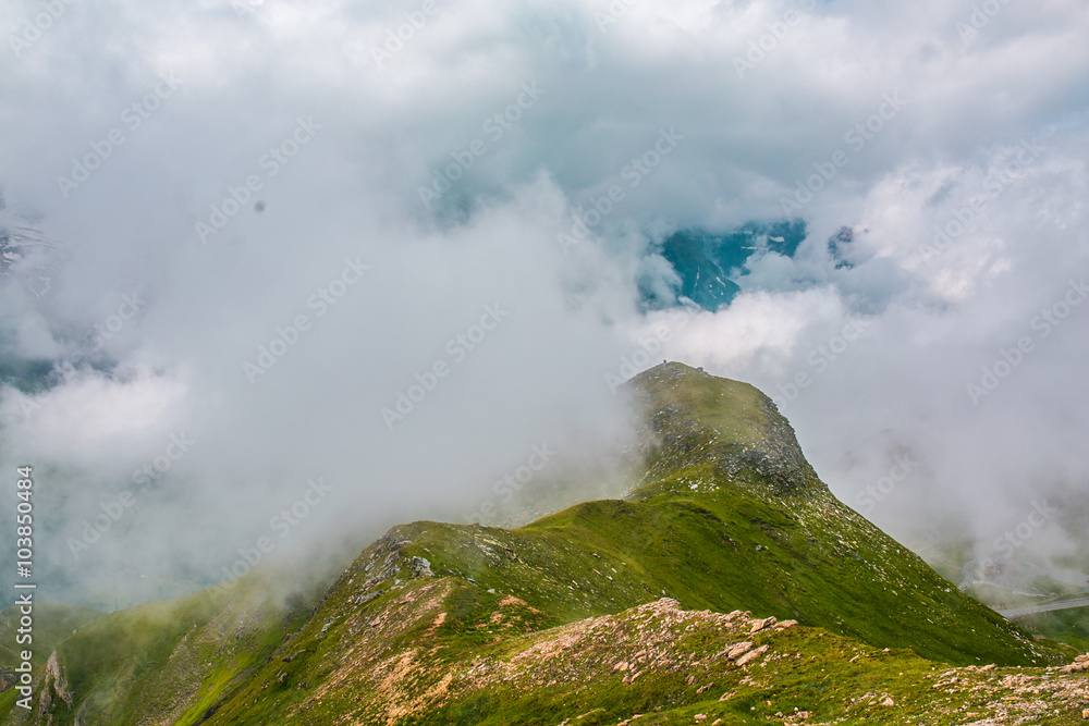 View from a bird's eye of Grossglockner High Alpine Road. Austria, Alps, Europe View from a bird's eye of Grossglockner High Alpine Road. Austria, Alps, Europe