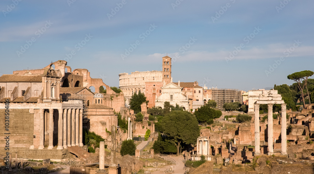 Ruins of Ancient Rome in Evening Light