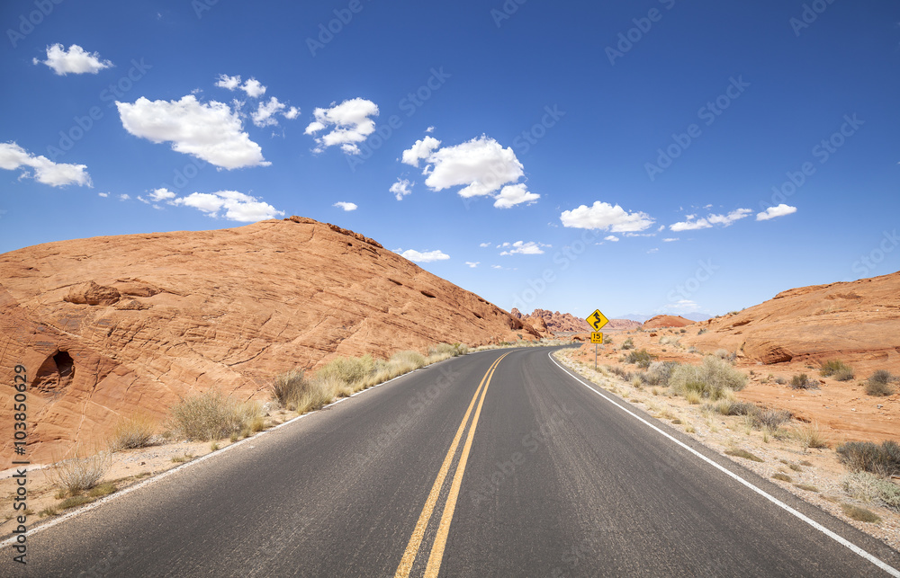 Picture of a scenic desert road, USA