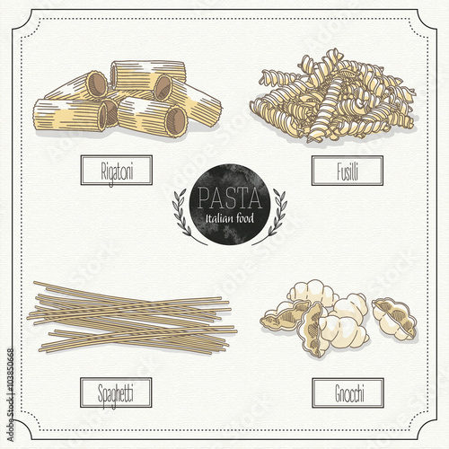 Italian pasta 2 - hand drawn