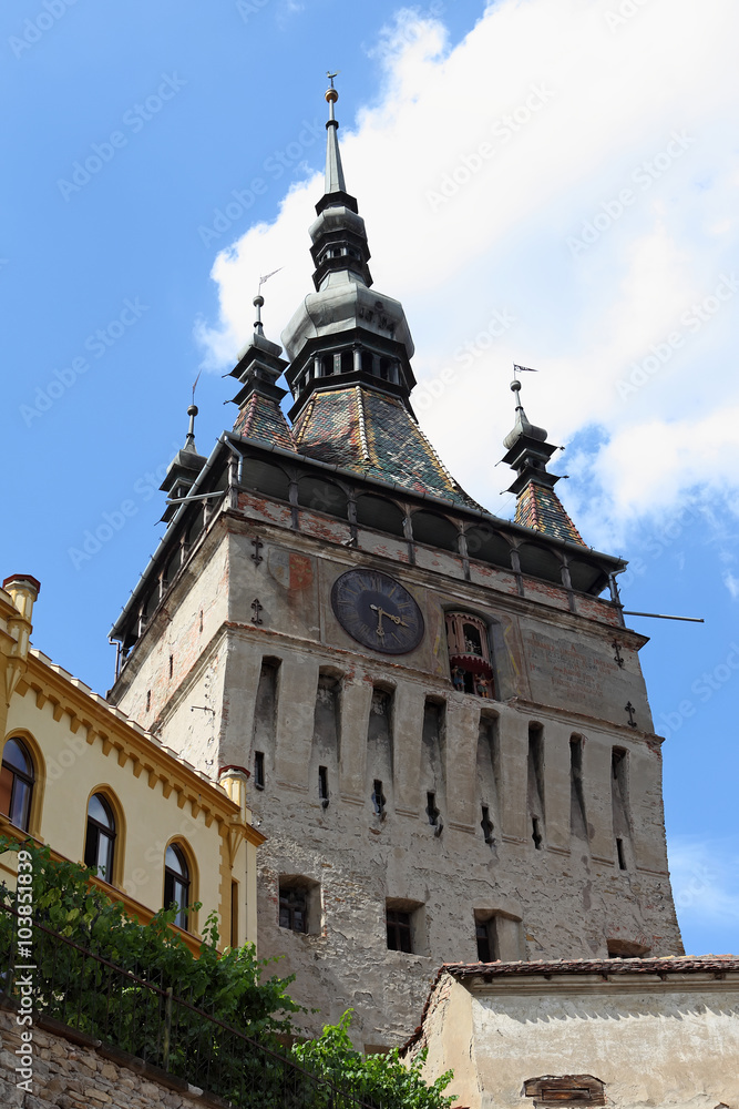 clock tower of the city from the medieval period,Romania