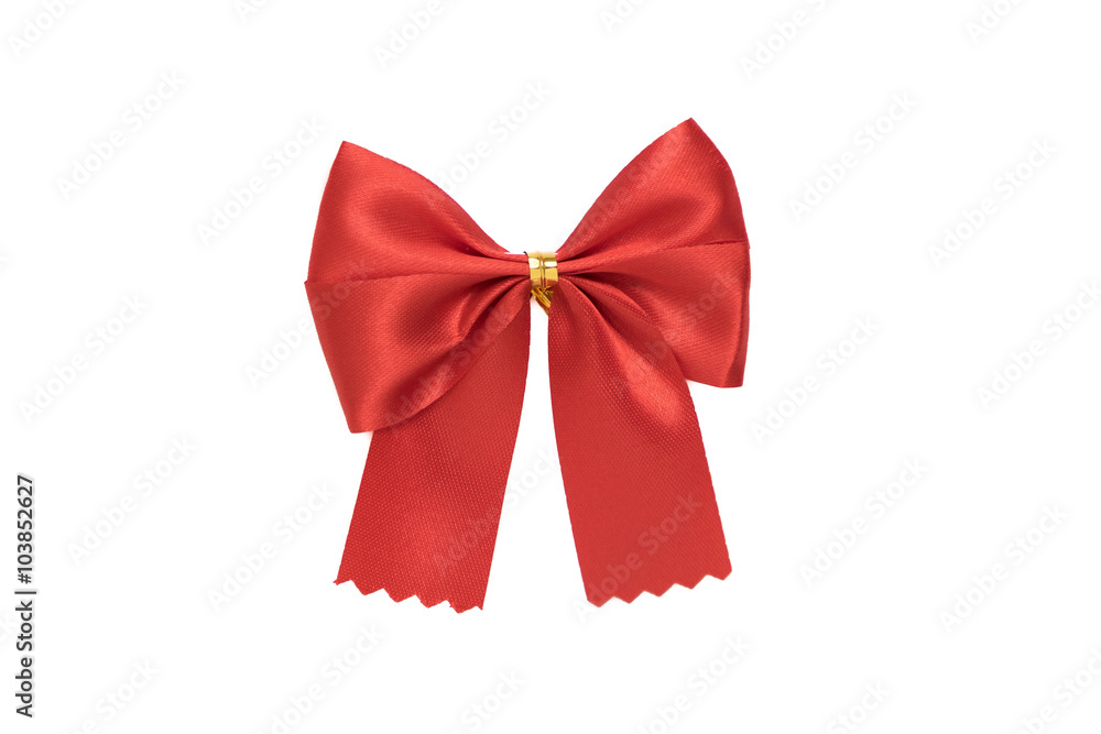 Shiny red bow on white background Shiny red bow on white background