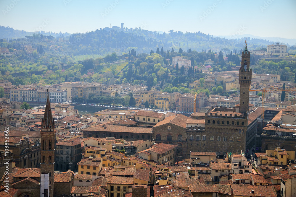 Aerial view to Florence city.