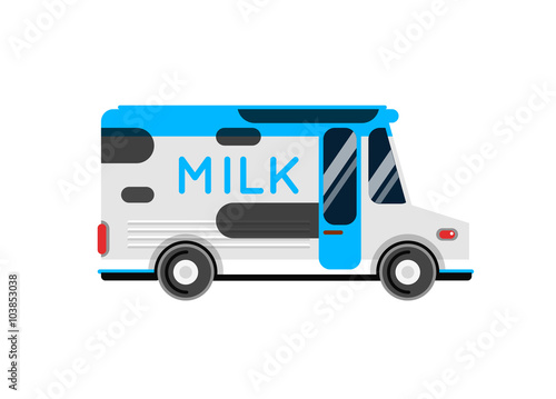 Delivery milk truck vector illustration.