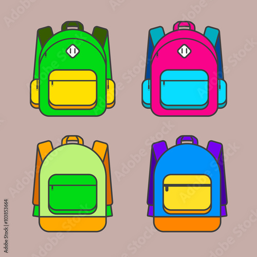 School bag vector illustration. Colorful school bag vector icon.