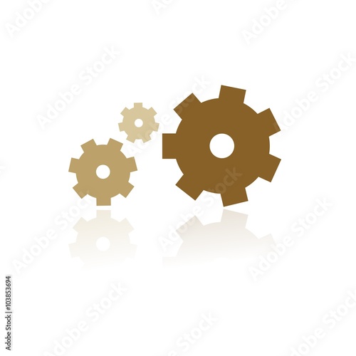 Icono aislado de engranaje. Símbolo de configuración o ajustes con reflejo