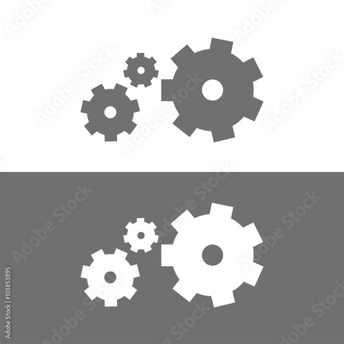 Icono de engranaje. Símbolo de configuración o ajustes en fondos blanco y negro