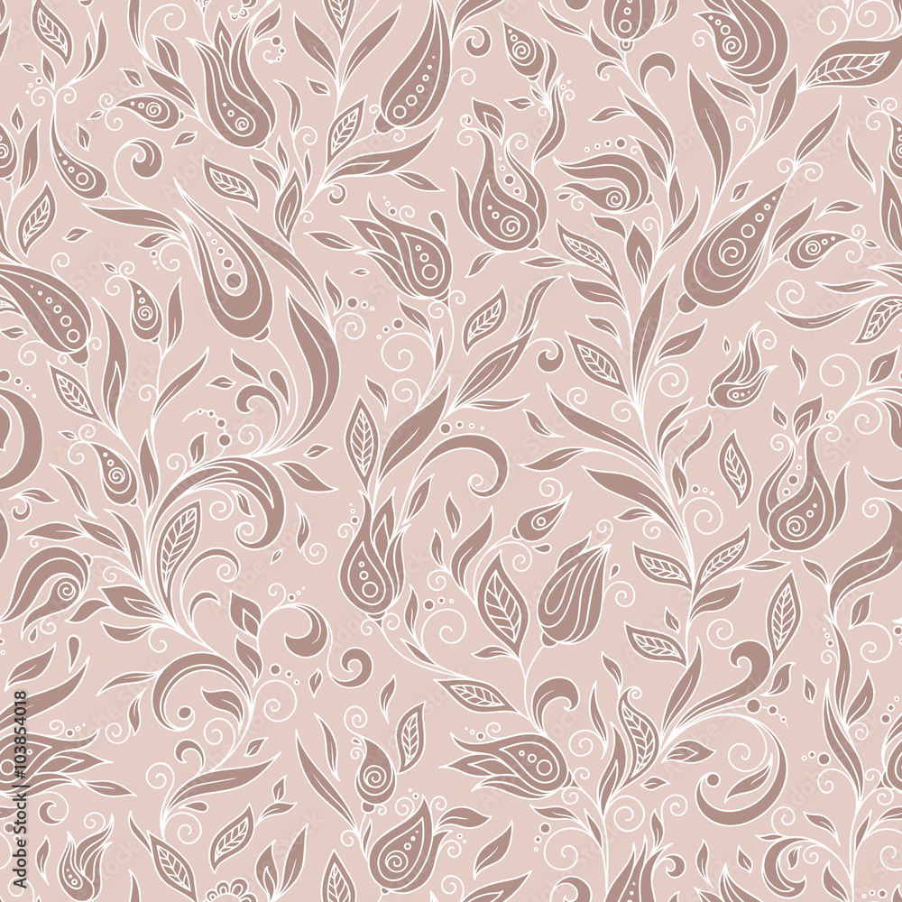 Seamless Pattern. Paisley Flowers Illustration Design Seamless Pattern. Paisley Flowers Illustration Design