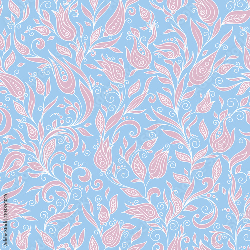 Seamless Pattern. Paisley Flowers Illustration Design