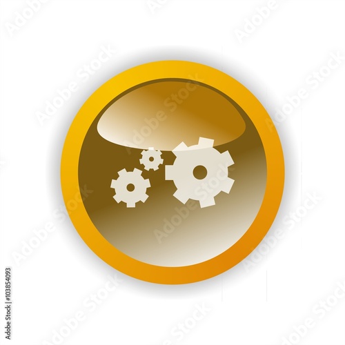 Icono de engranaje. Símbolo de configuración o ajustes en tonos dorados