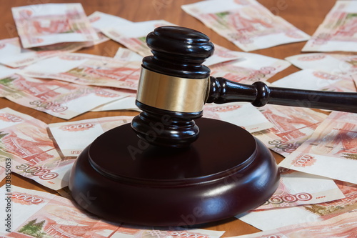Gavel and five thousandth Russian money