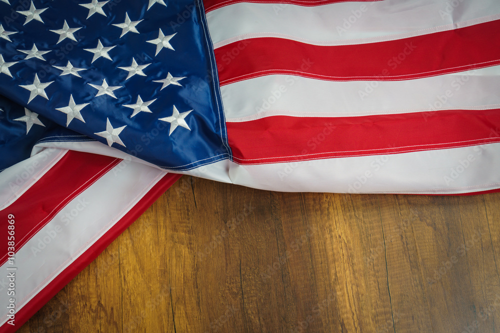 Obraz premium American flag on wood background